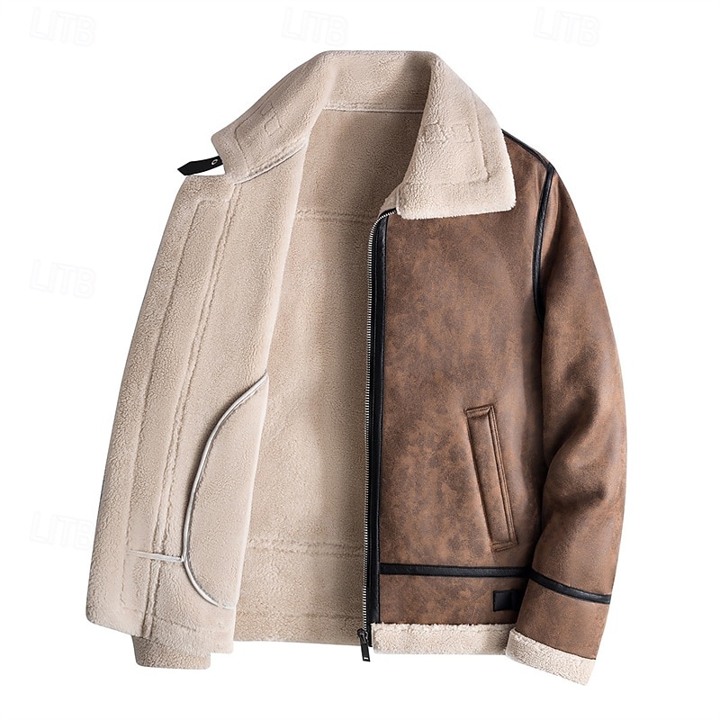 Miesten Nahkatakit Fleecetakki Biker takki Moottoripyörä takki Loma Päivittäin Tuulenkestävä Pidä lämpimänä Tasku Syystalvi Tavallinen Muoti Klassinen Kauluskäänne Normaali Musta Kahvi Jackets 2026 - $104.99 –P4