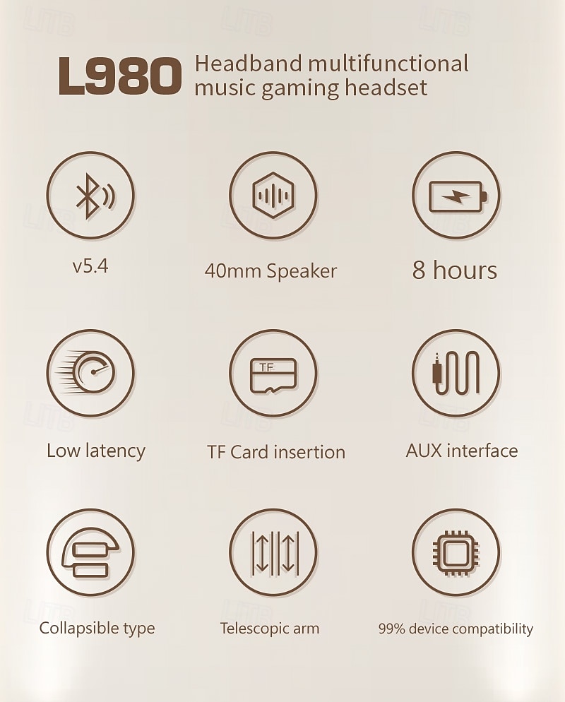 2025年 l980 オーバーイヤーヘッドフォン オーバーイヤー 3.5mm オーディオジャック PS4 PS5 Xbox Bluetooth 5.4 スポーツステレオ 急速充電 Apple Samsung Huawei Xiaomi Mi フィットネス ジム ワークアウト キャンプ / ハイキング 携帯電話  コレクション – $20.99 -P2