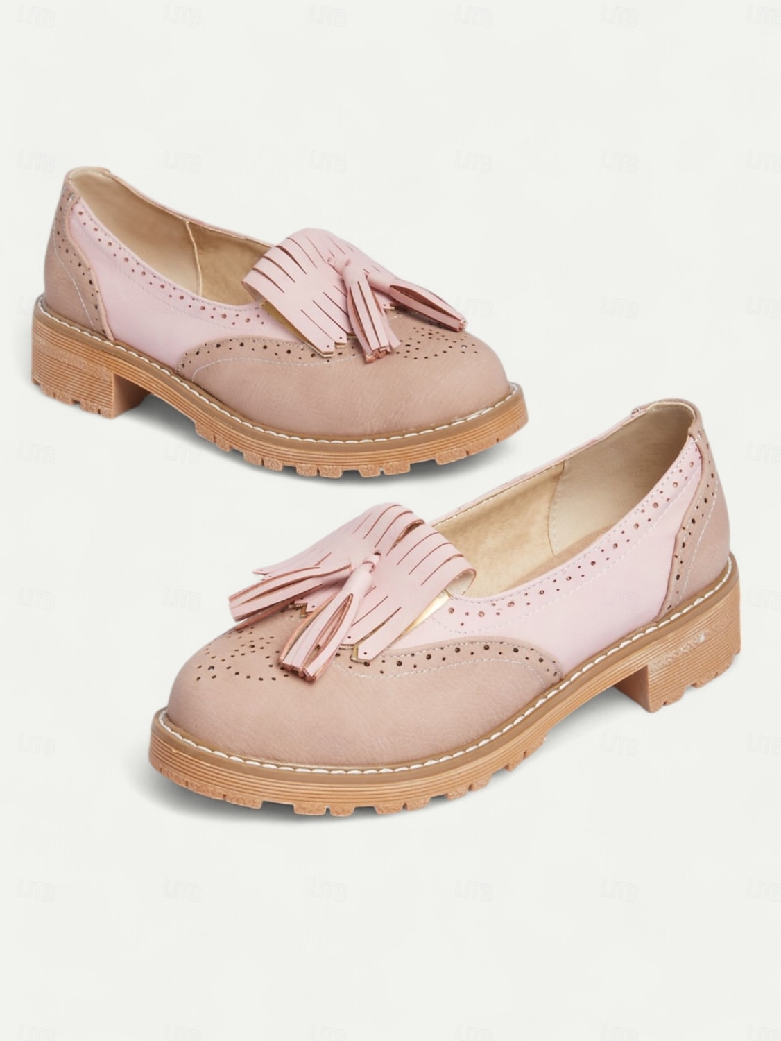 mocassins à pampilles roses pour femmes avec détails brogue et semelle épaisse – chaussures décontractées de style vintage pour un usage quotidien de 2025 ? $42.99 –P1