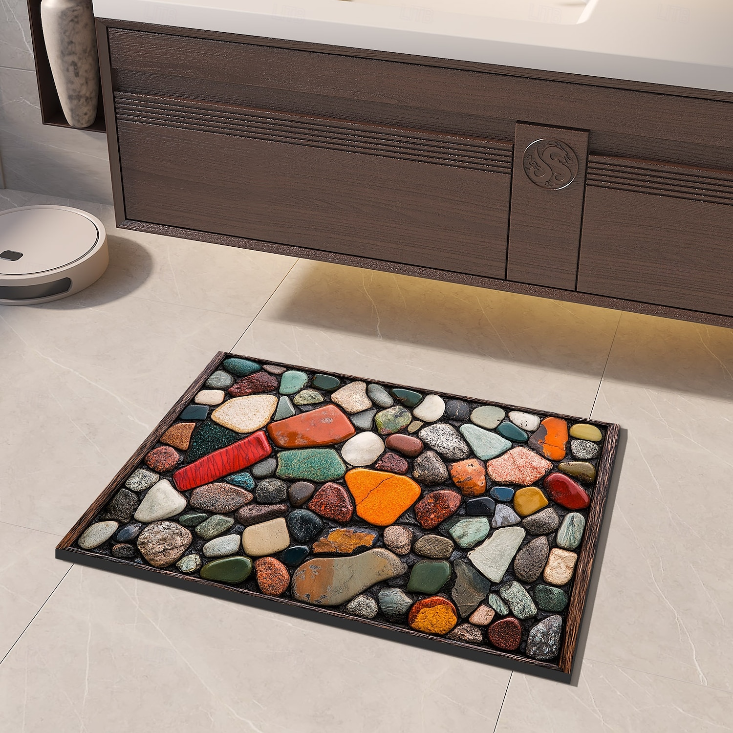Pebble Bathroom Rug, Polyester Rectangle Door Mat, Super Absorbent, Non-Slip, Easy-to-Clean, Stain-Resistant Bath Mat 2025 - $8.99 –P12