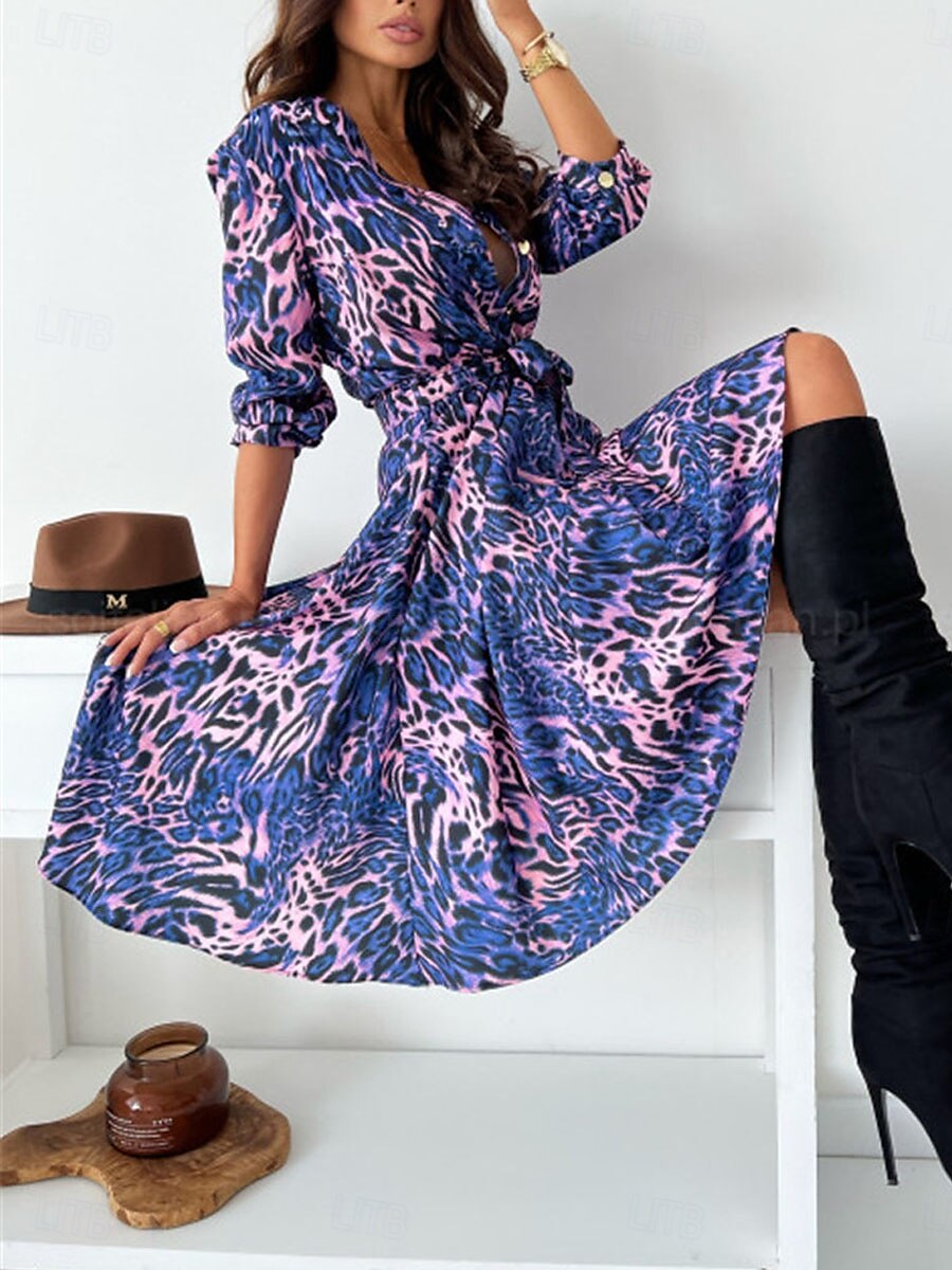 Damen Midikleid Casual kleid Schaukelkleid A Linie Kleid Boho-Kleid Brautkleider schlicht Täglich Regular Fit Blumen Langarm V Ausschnitt Schwarz Gelb Rote Purpur Frühling Herbst 2025 - $41.99 –P10