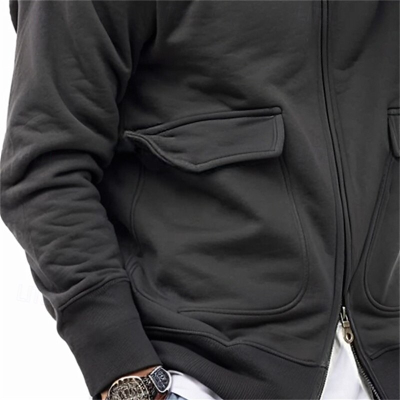 Per uomo Felpa con cappuccio Felpa con cappuccio a zip intera Felpa con cappuccio tattica Nero Blu marino Cachi Grigio Con cappuccio Liscio Compatto Sportivo Giornaliero Streetwear Fantastico del 2025 a $41.99 –P3