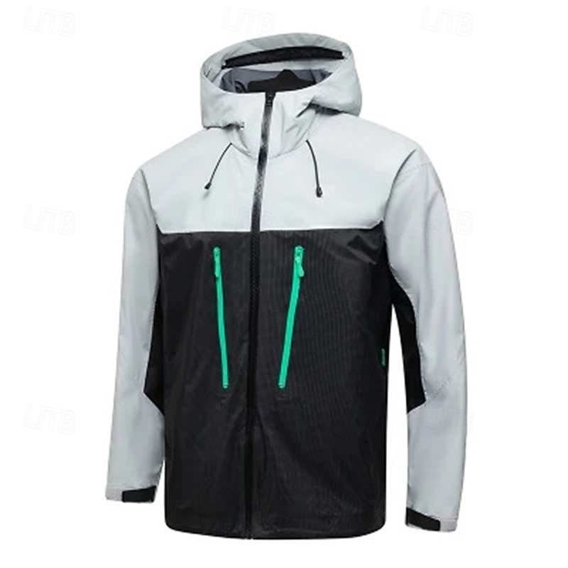Herren Wanderjacke Draussen Farbblock Wasserdicht Windundurchlässig Reißverschluß vorne Leichte Jacke Voller Reißverschluss Camping / Wandern / Höhlenforschung Schwarz Gelb Grün Grau 2025 - $85.99 –P7