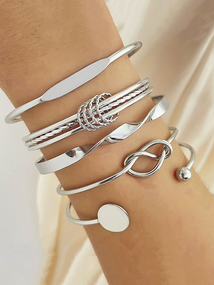 kvinners gullfarget armbåndsarmbåndsett - minimalistisk flerlagsdesign for uformelle, fest- og gaveanledninger 2025 - $9.99 –P2