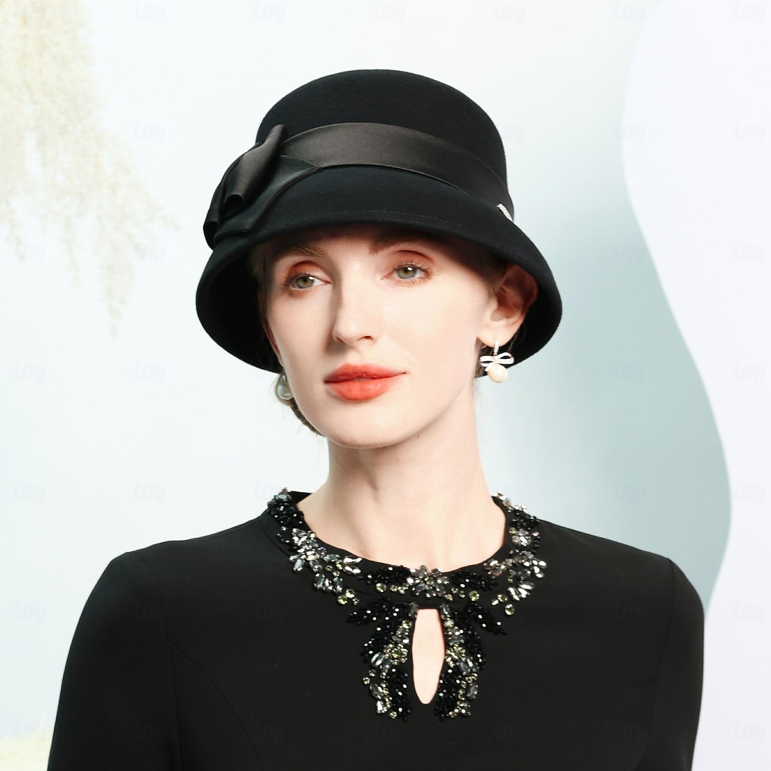 Czapki 100% wełna Melonik Kapelusz Fedora Ślub Herbaciane przyjęcie Elegancja Ślub Z Kokarda Czysty Kolor Winieta Nakrycia Głowy 2026 - $46.99 –P15