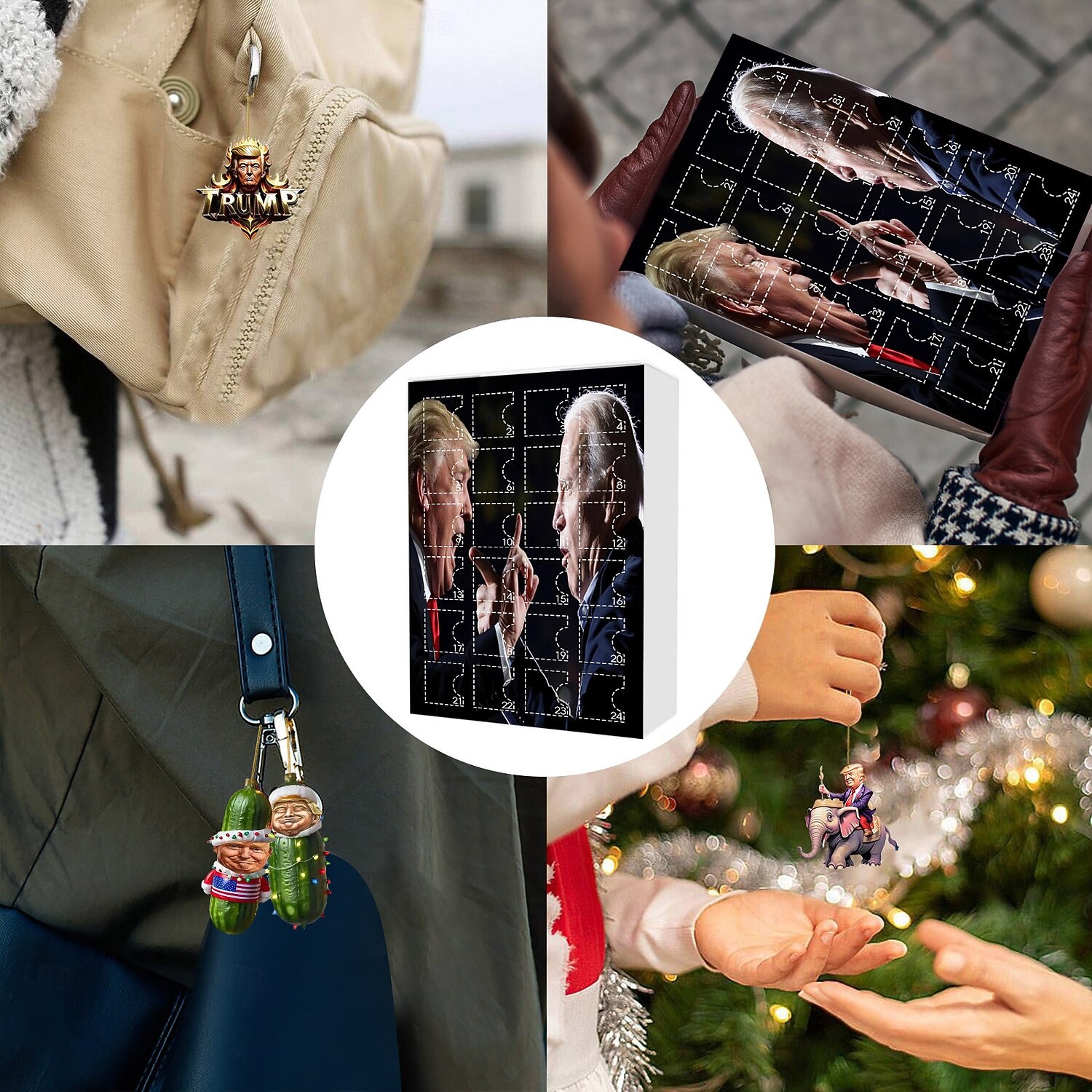 enfeites de natal trumps 2024, calendário de adventos trumps com enfeite trumps 2024 para árvore de natal, pingente engraçado trumps para retrovisor de carro de 2025 por $22.99 –P3