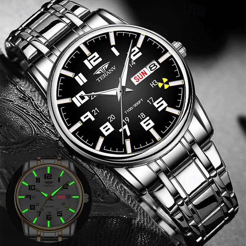 1 pz nuovo acciaio inossidabile con orologio da uomo digitale calendario settimanale display moda tendenza vita viaggio luminescente tempo libero sport affari orologio regalo di compleanno regalo di del 2025 a $22.99 –P8