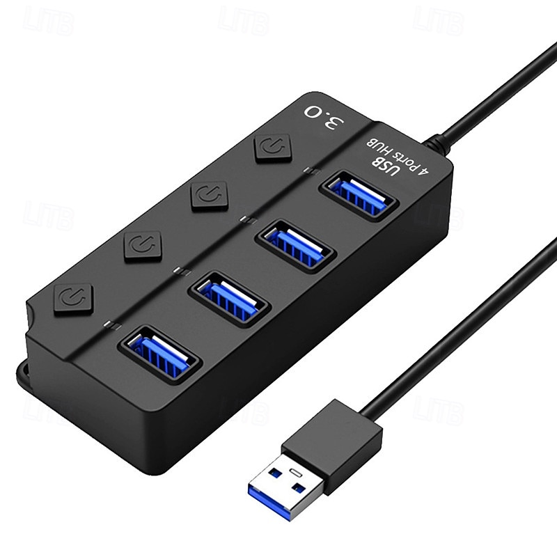 USB Hub 4 Port USB 3.0 Hub with Individual LED Switch Portable Adapter High Speed Expansion Multi USB Hub Splitter Adapter 2025 - $19.99 –P6
