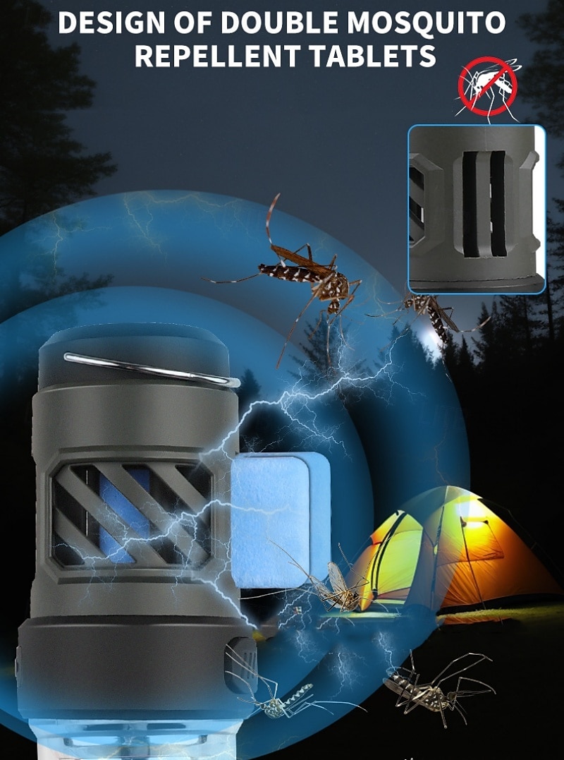 3-in-1 Outdoor Mosquito Repellent Light with Flashlight & Camping Lantern, Long Battery Life Mosquito Repellent Light with Warm Light Atmosphere Outdoor Camping Light 2025 - $30.99 –P16