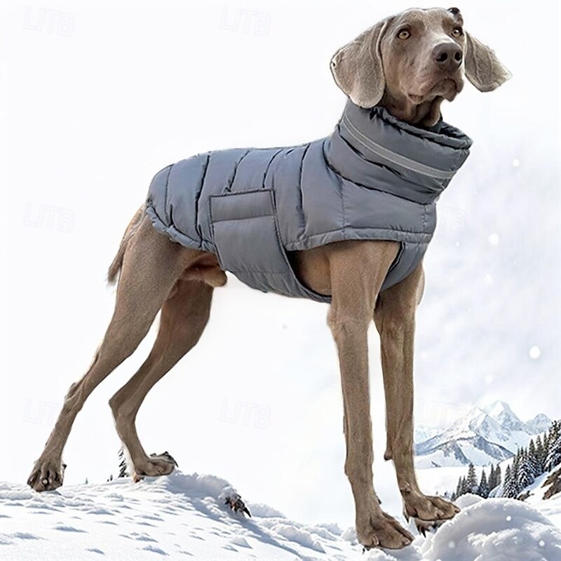 Hunder Frakker Jakke Pufferjakke Reflekterende Justerbare Vanntett Vindtett Varm utendørs Hundeklær for Greyhound Medium Large 2025 - $40.99 –P11