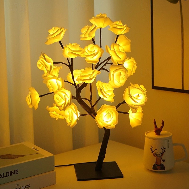 led rosetre lampe valentinsdag skrivebordslampe bryllup bursdagsfest hjemme soverom nattlys usb-drevet avtakbar valentinsdag dekorasjon nattlys 2025 - $21.99 –P10