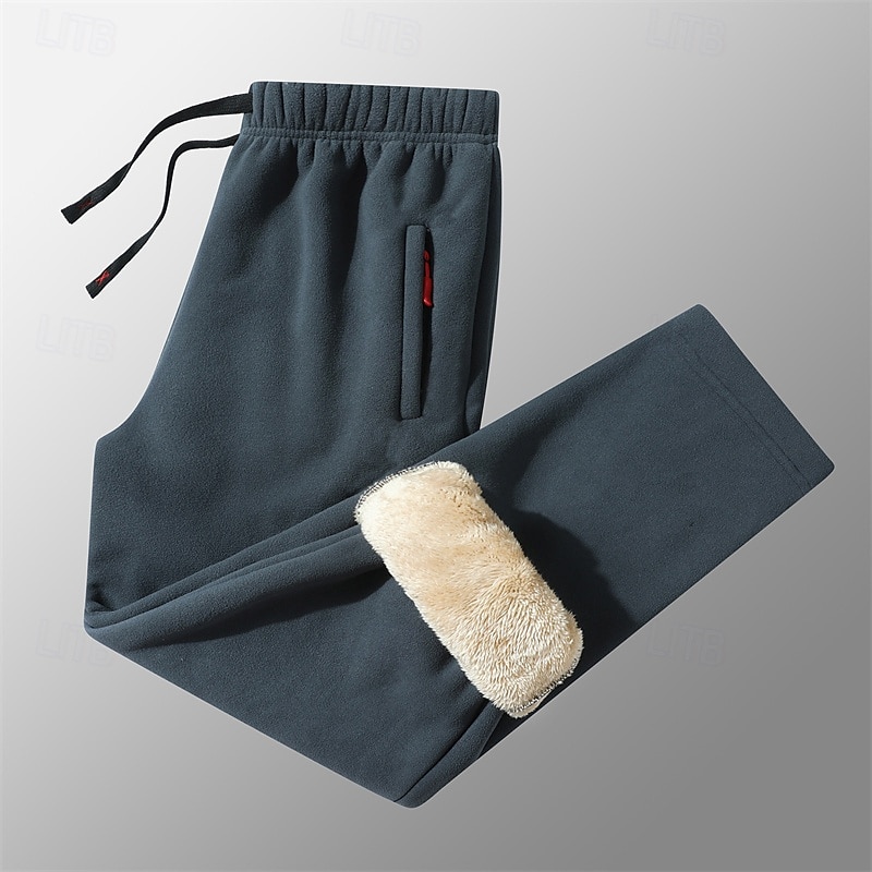 Men's Sherpa Athletic Pants Trousers Straight Leg Sweatpants Pocket Drawstring Elastic Waist Plain Comfort Warm Sports Outdoor Daily Fashion Casual ArmyGreen Black Micro-elastic 2026 - $25.99 –P12