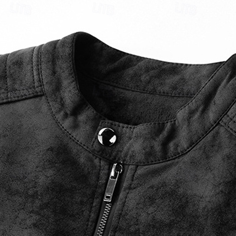 בגדי ריקוד גברים ז'קטים מעור מעיל פליס מעיל אופנוענים מעיל עור וינטג' יומי חופשה עמיד שמור על חום הגוף כיס סתיו חורף אחיד אופנתי קלסי עומד רגיל שחור חום תלתן Jackets 2025 - $55.99 –P7