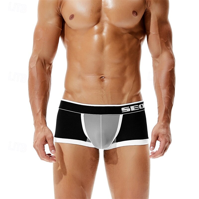 Herren 1 pc Unterwäsche Boxer Boxer-Shorts Patchwork Nylon Atmungsaktiv Weich Komfortabel Farbblock Buchstabe Mittlere Hüfthöhe Schwarz Rote 2025 - $10.49 –P1