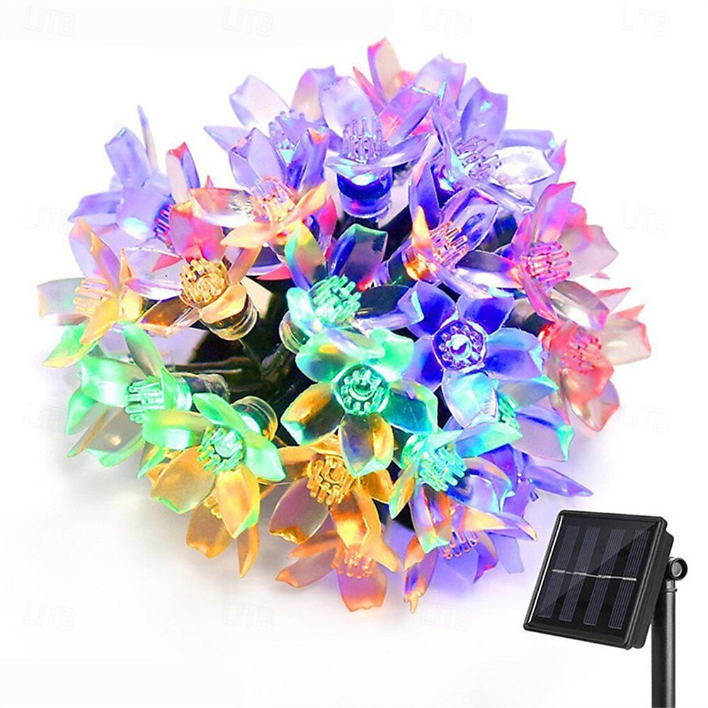 elegantă nuntă recepție petrecere solar sakura lumini de Crăciun 5m/6.5m/7m lumini de exterior impermeabile pentru terasă, stil căpșuni, pentru Anul Nou, nuntă, decor petrecere 2025 - $12.99 –P3