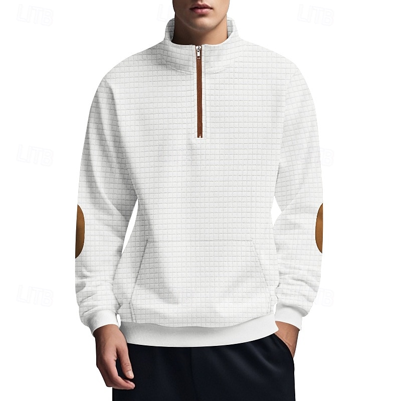 Per uomo Maglia Felpa con zip corta Nero Bianco Blu marino Grigio chiaro Grigio scuro Mezza zip Blocco di colori Tasca Frontale Testurizzato Sport & Outdoor Quotidiano Ferie Poliestere Streetwear del 2025 a $28.99 –P16