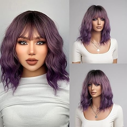 Short Wig Shoulder Length Bob Curly Wavy Wig With Bangs for Women Charming Heat-resistant Synthetic Hair Wigs for Date Daily Use 2025 - $19.49 –P4