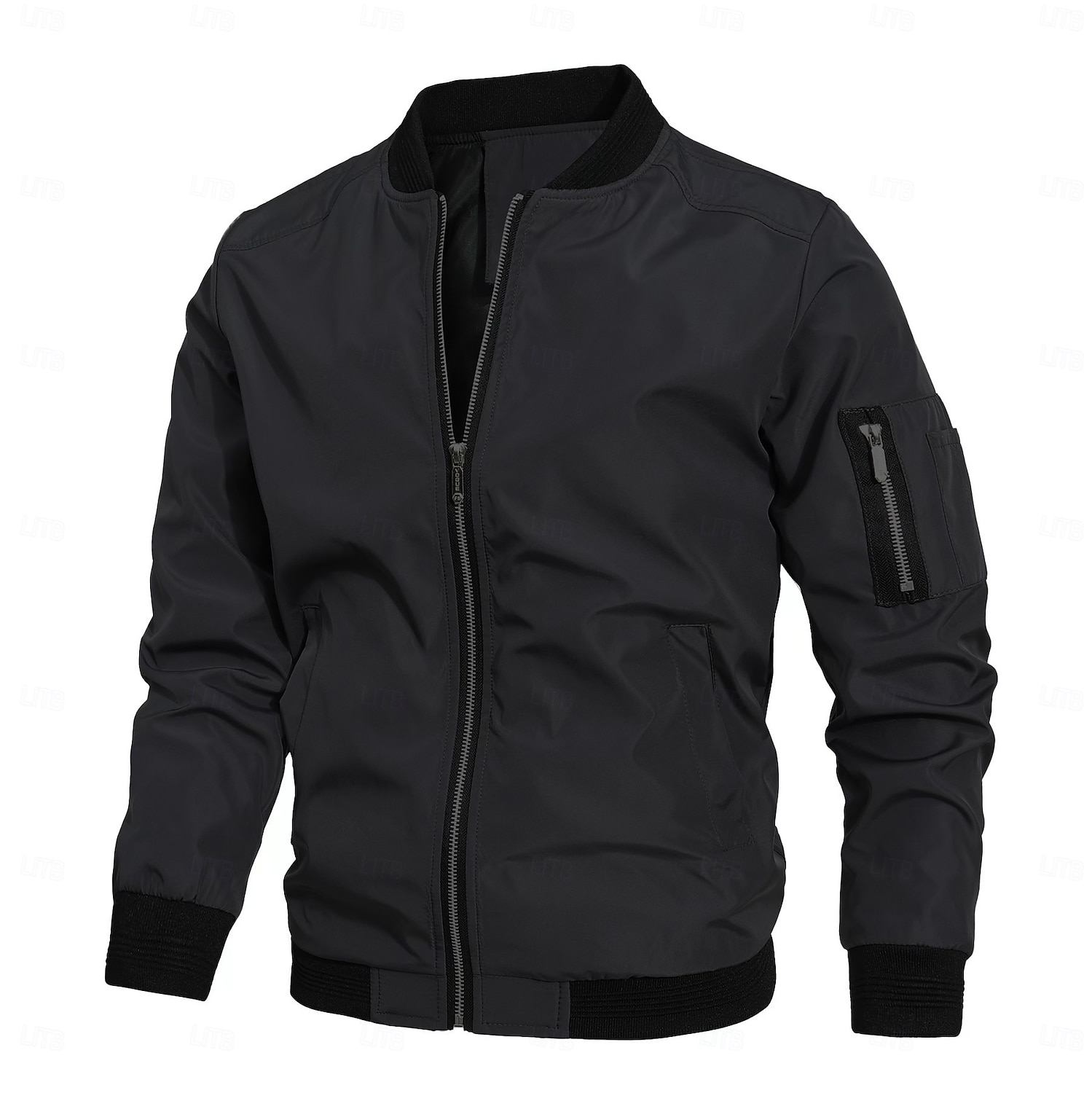 Men's Bomber Jacket Transition Jacket Going out Pocket All Seasons Plain Classic Stand Collar Regular Black Navy Blue Gray Jacket 2025 - $41.99 –P3