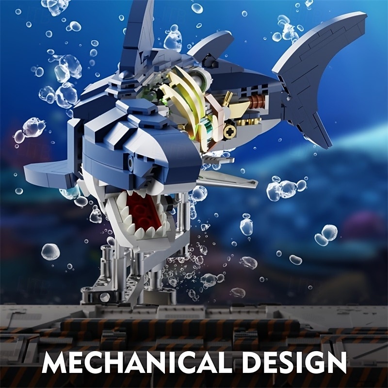 687 Pieces Shark Sea Creatures Building Set Marine Animal STEM Toys With Display Stand And Light For Crossing Sea Lovers 2025 - $59.99 –P3