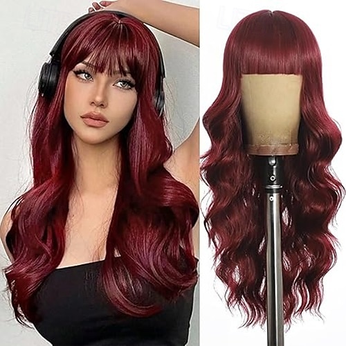 Wigs with Bangs,Long Curly Wig for Women Long Wavy Wig Synthetic Hair Wig for festival holiday Use 2025 - $19.49 –P2