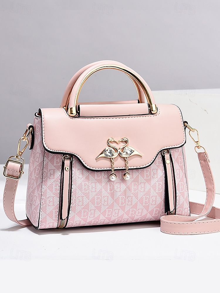 elegantní dámská béžová crossbody kabelka – luxusní monogramové provedení s přívěskem srdce a horní rukojetí 2025 - $29.99 –P12