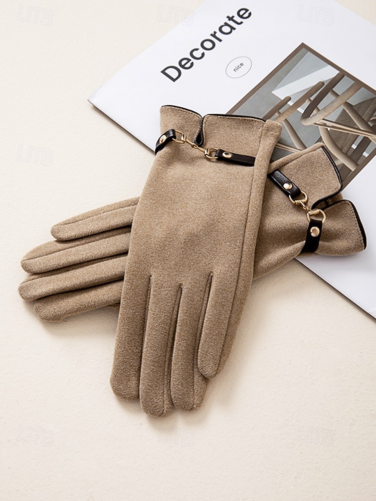 Damen-Winterhandschuhe mit elegantem Metallakzent - warmes und stylisches Wollmisch-Design für kaltes Wetter 2025 - $11.99 –P9