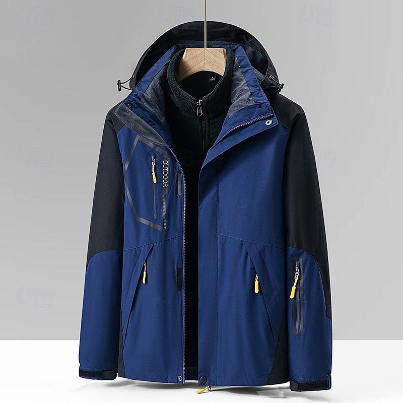 Homens Jaqueta Softshell Jaqueta de Trilha Inverno Ao ar livre Bloco de cor A Prova de Vento Impermeável Jaquetas 3-em-1 Jaquetas em Velocino Jaqueta corta-vento Viajar Cinzento Escuro Preto Marfim de 2025 por $90.99 –P7