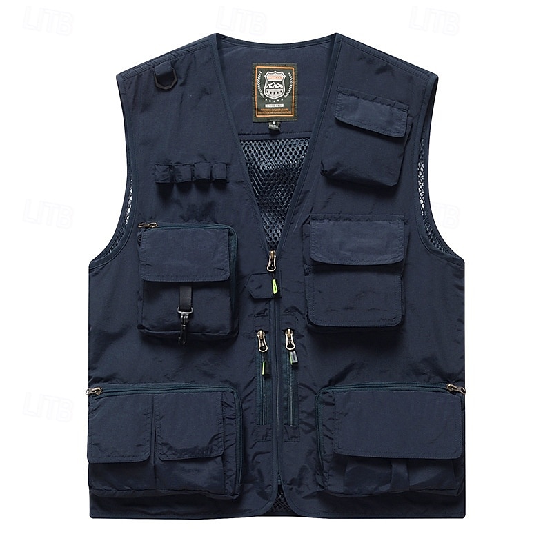Herren Weste für Wanderer Wander-Fleeceweste Ärmellos Weste Außen Atmungsaktiv Komfortabel Mehrere Taschen Polyester Schwarz Armeegrün Rot Jagd Angeln Klettern 2025 - $29.99 –P8