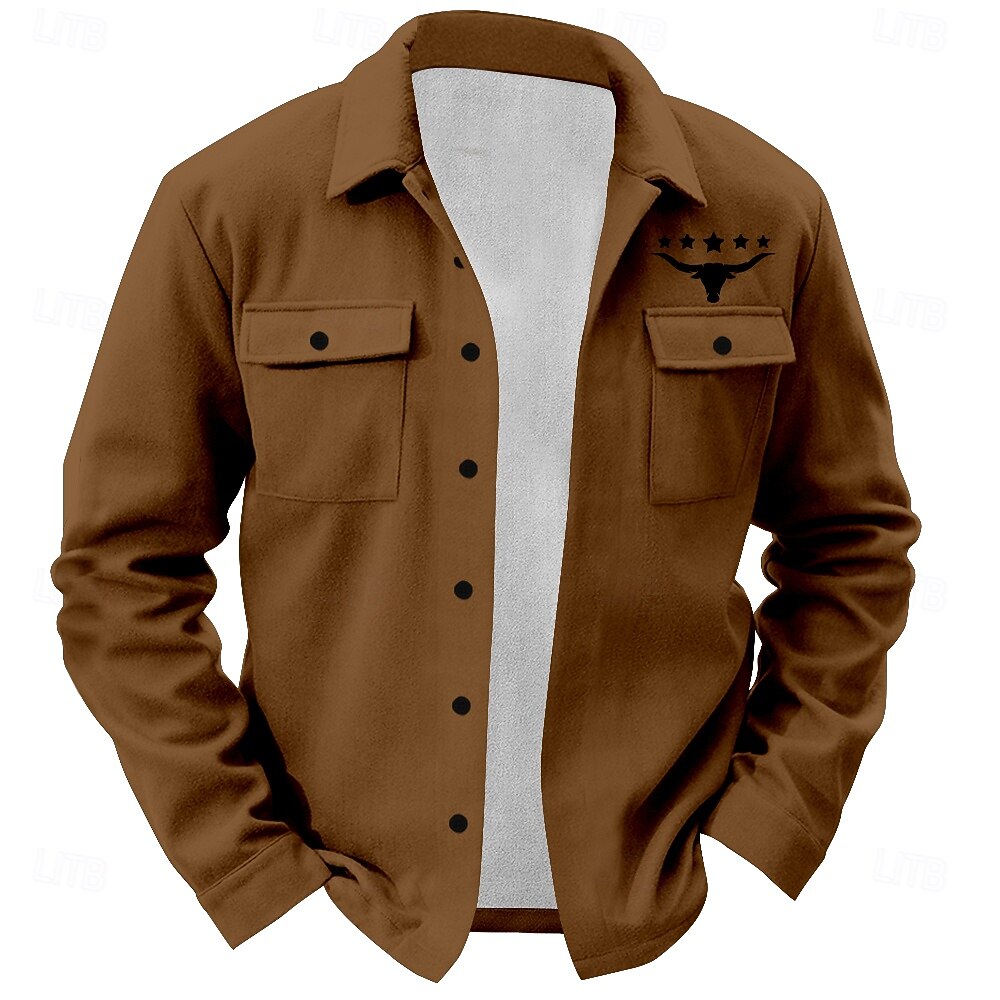 Per uomo Occidentale Mucca Stampa di mucca Camicia Giacca da camicia Sovracamicia Manica lunga Vintage Informale Giornaliero Primavera Autunno Inverno Colletto Bottoni camicie con colletto Nero del 2026 a $35.99 –P1