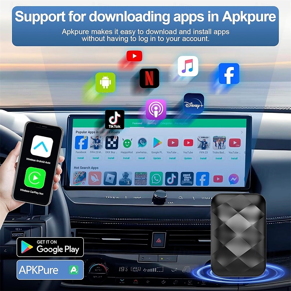vezeték nélküli carplay adapter  & android auto vezeték nélküli adapter iphone ai box streaming eszközhöz autókhoz OEM vezetékes carplay magic link carplay 2025 - $149.99 –P2