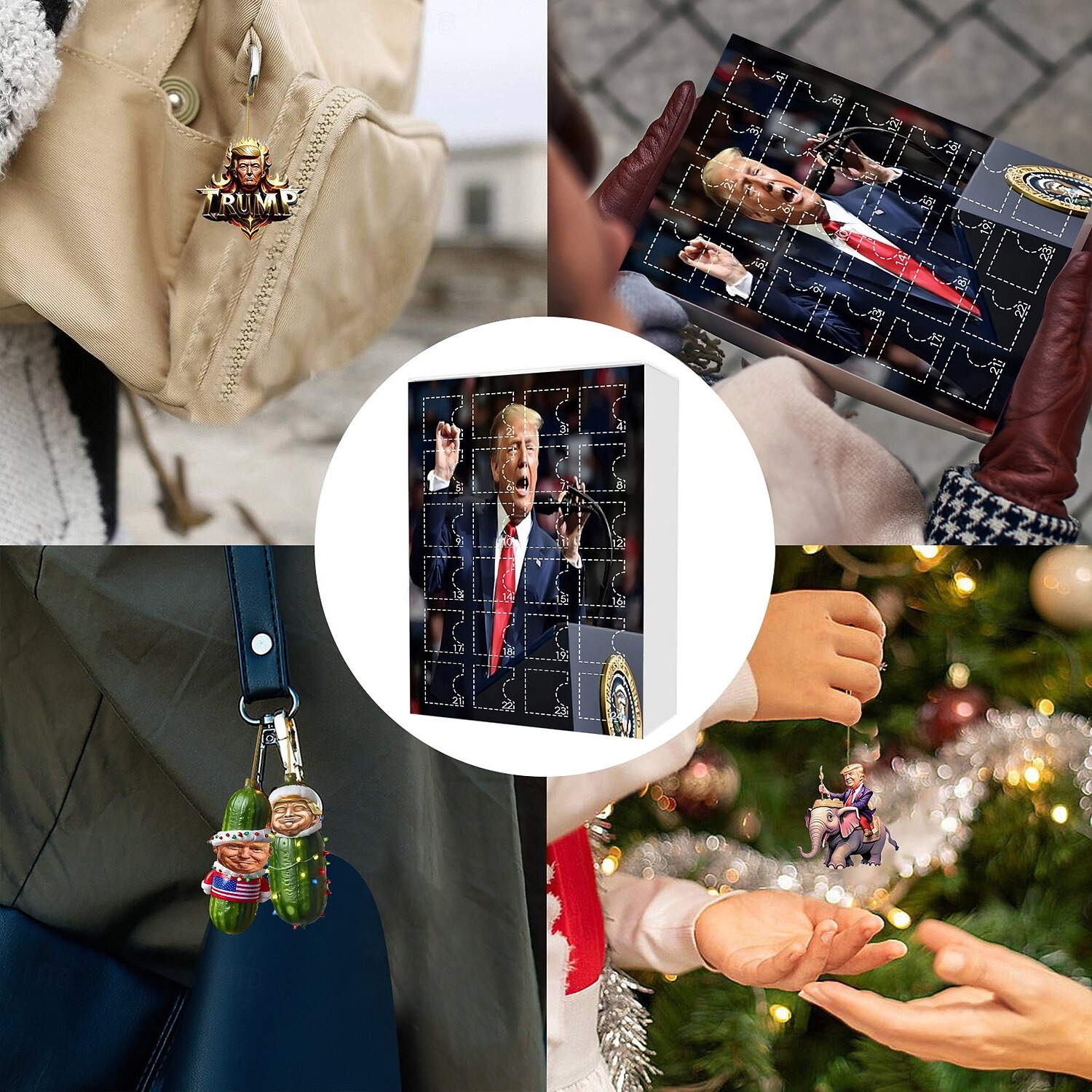 enfeites de natal trumps 2024, calendário de adventos trumps com enfeite trumps 2024 para árvore de natal, pingente engraçado trumps para retrovisor de carro de 2025 por $22.99 –P4
