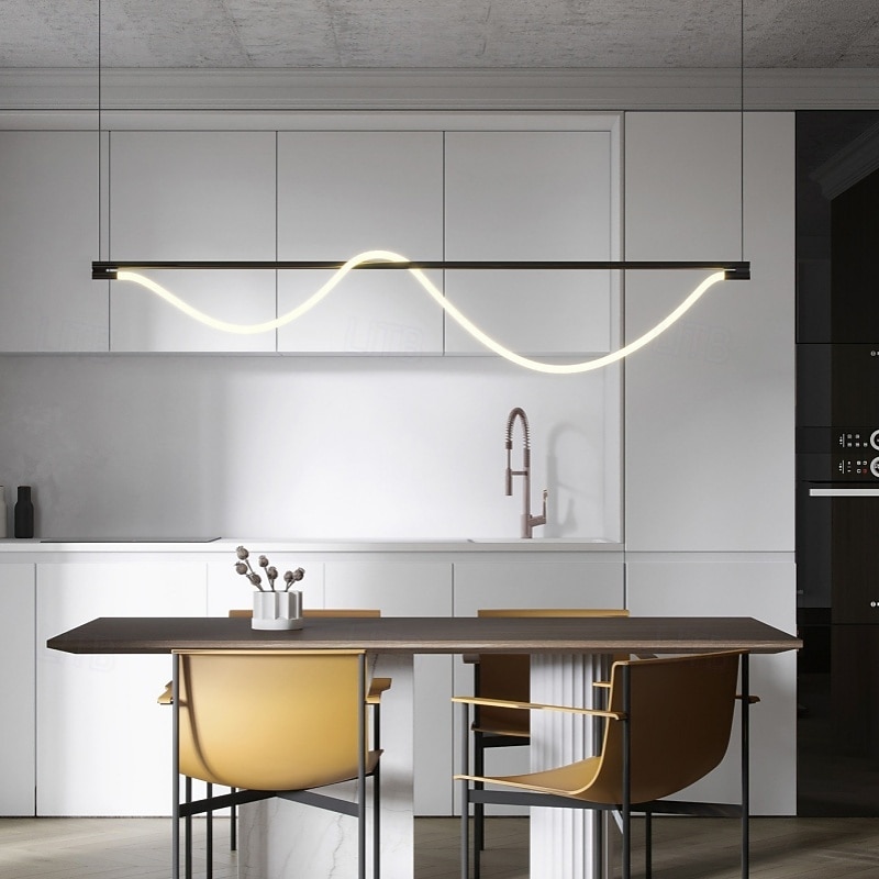 lampada a sospensione lineare sottile in metallo con tubo lungo e paralume in silicone lampada a sospensione a led lampade a goccia nere a flute 110-240v del 2025 a $249.99 –P11