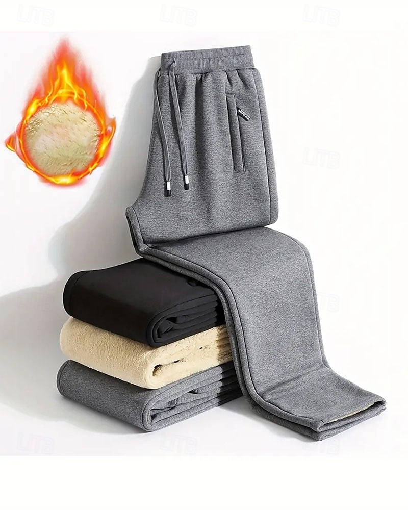 Homens Sherpa Calças de lã Calças de inverno Calças Calça de moletom de perna reta Bolsos Com Cordão Cintura elástica Tecido Conforto Quente Esportes Diário Moda Casual Preto Cinzento Micro-Elástica de 2026 por $17.99 –P9