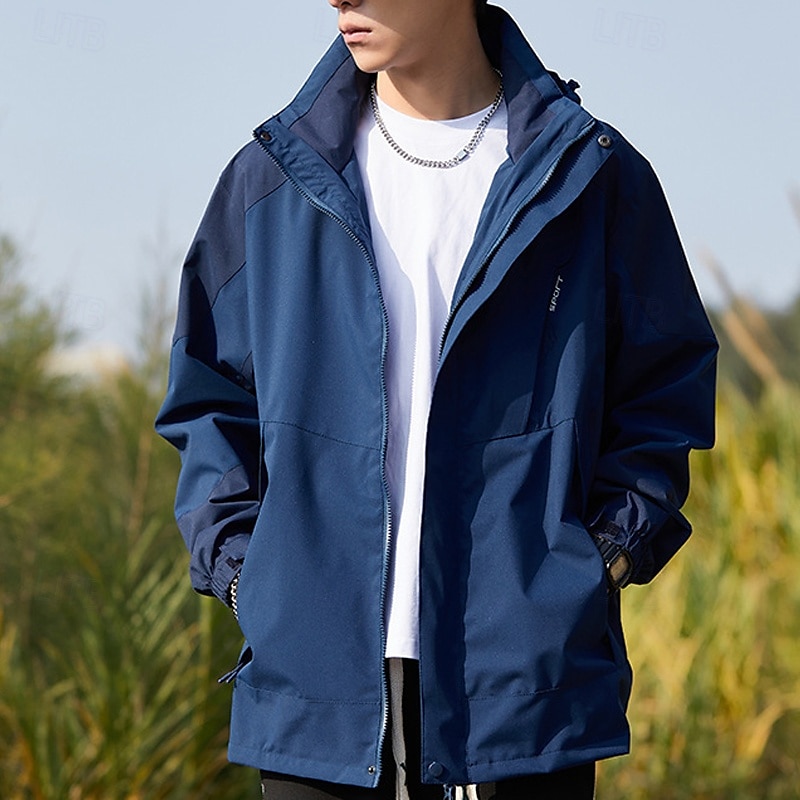 Herren Soft Shell Jacke Wanderjacke Draussen Windundurchlässig Wasserdicht Leichte Jacke Windbreaker-Jacke Reisen Dunkelgrau Schwarz Elfenbein Gelb Rot 2025 - $39.99 –P4