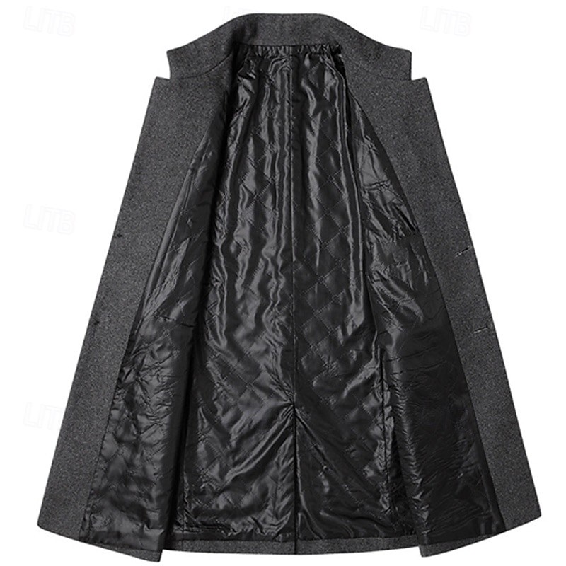 Herr Vinterkappa Rock Trenchcoat Företag Dagliga kläder Vinter POLY Håller värmen Utomhus Ytterkläder Kläder Mode Uppvärmning Solid färg Ficka Kinakrage Enkelknäppt med Två Knapphål 2025 - $61.99 –P8