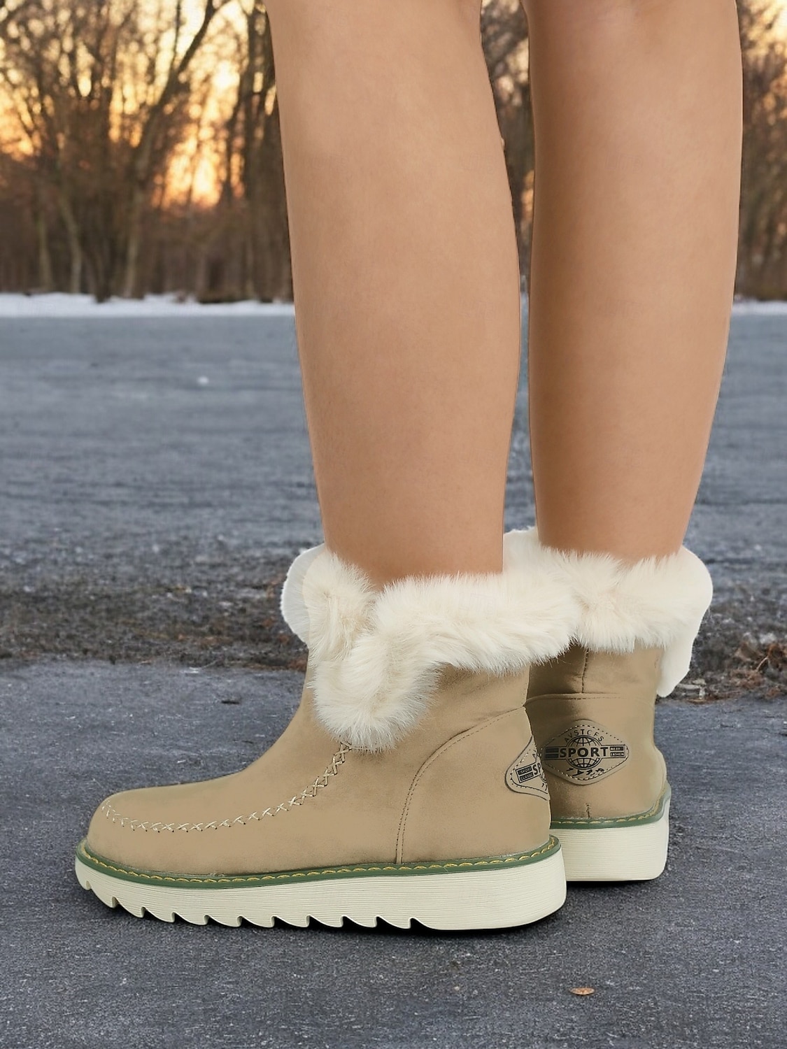 Botas femininas de inverno com forro de pele sintética bege – calor aconchegante com sola antiderrapante para estilo em climas frios de 2025 por $42.99 –P4