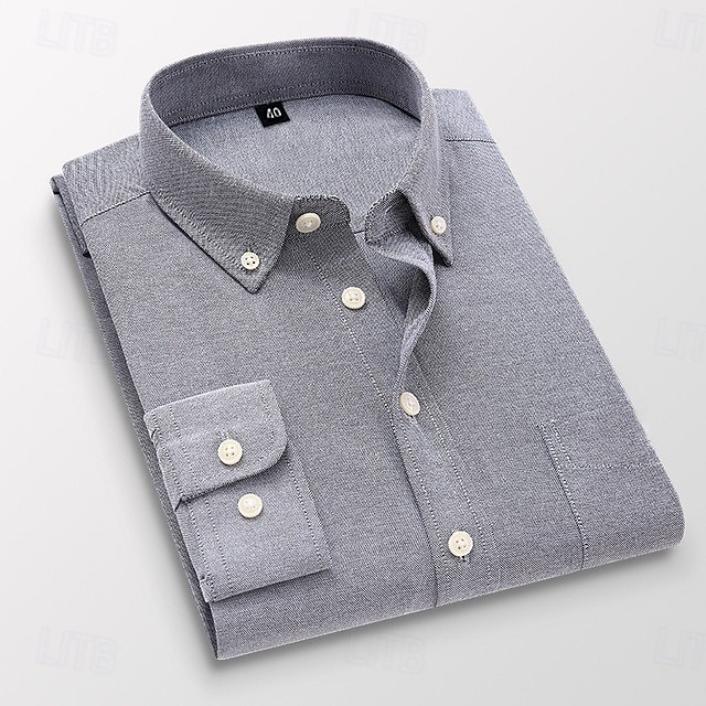 Herre Dresskjorter Skjorte med knapp ned Oxford skjorte Skjorte med krage عادي Bryllup Arbeid Lys Rosa Hvit Marineblå Blå Langermet Vår & Vinter Klær 2025 - $20.99 –P5