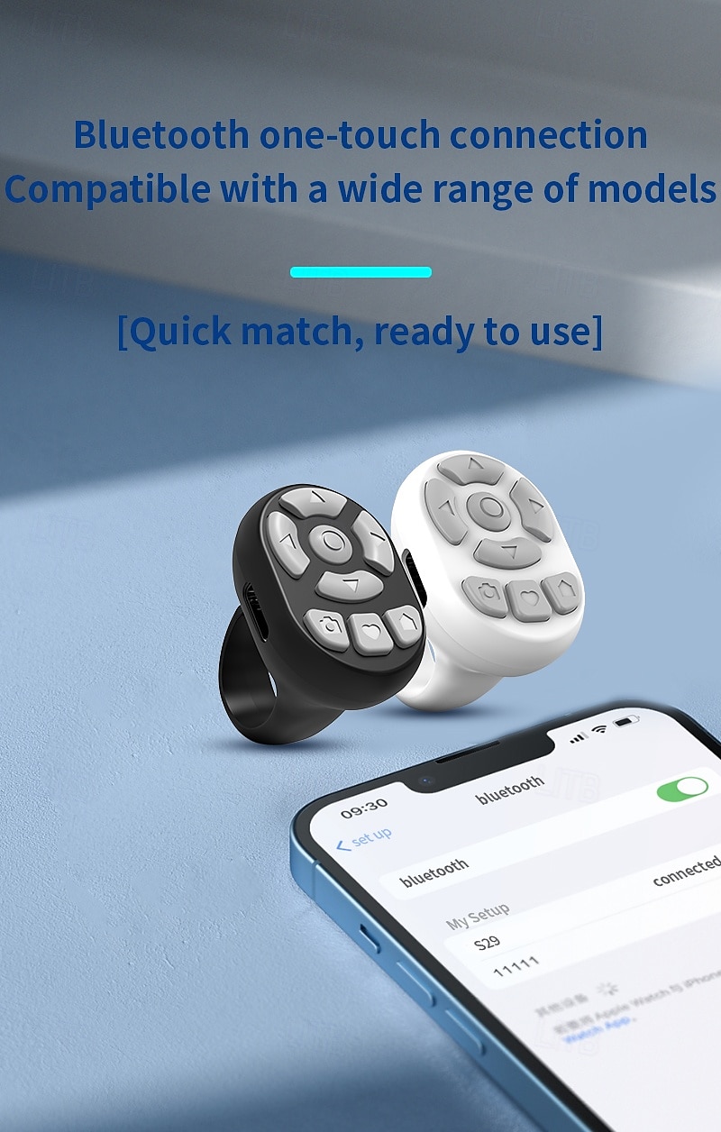 video mini ring bt afstandsbediening sluiter voor tiktok youtube draadloze pagina turner selfie afstandsbediening voor android app 2025 - $18.99 –P4