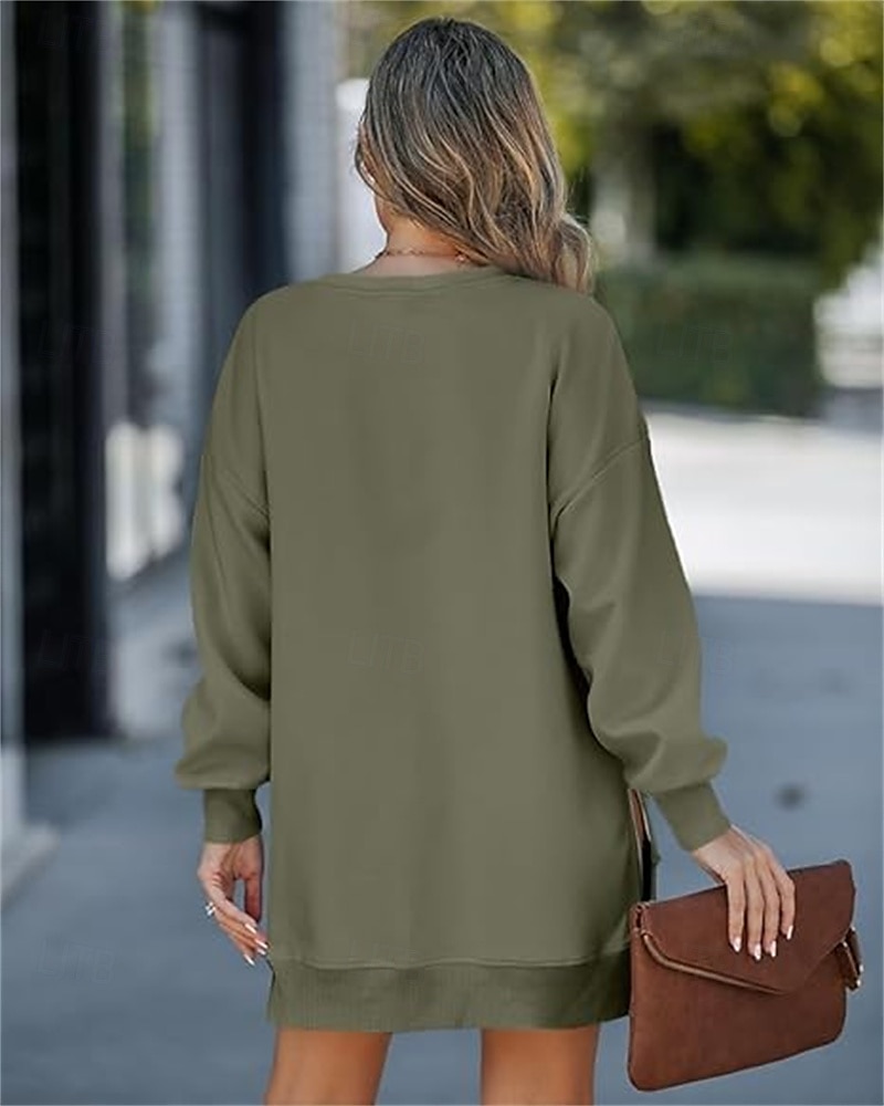 pull femme décontracté uni décontracté col rond manches longues noir rose vin vert kaki automne&amp; hiver de 2025 ? $44.99 –P8