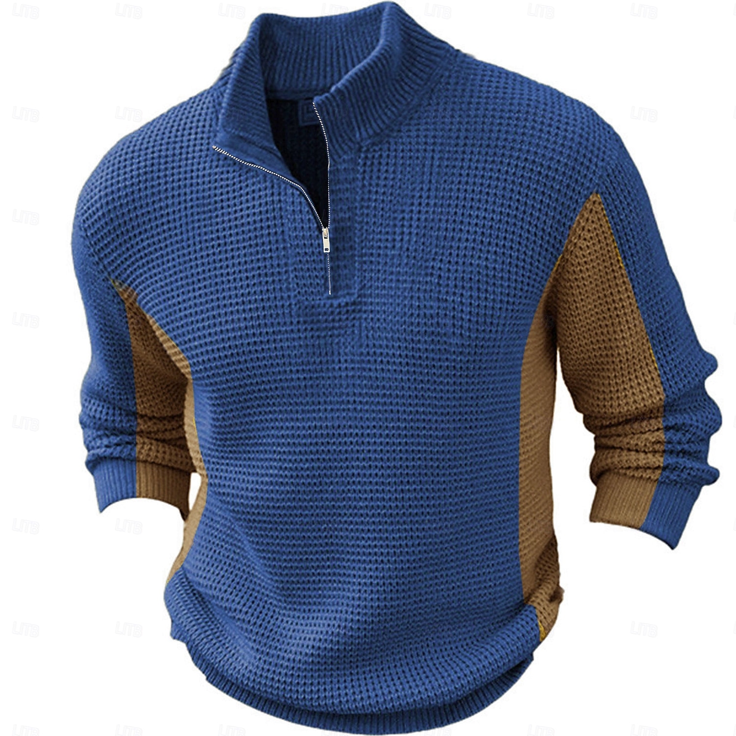 Муж. Пуловер Свитер Свитер на молнии Вязаная одежда Рельефный узор Вязать Молния Вязанная Вера Четверть молния Ретро на открытом воздухе Повседневные Одежда Осень Зима Насыщенный синий Коричневый S M 2026 - $34.99 –P6
