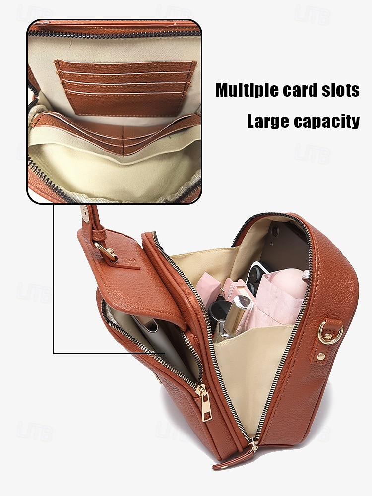 Dames Crossbody zak Schoudertassen PU-nahka Kantoor Casual / Dagelijks Rits Meerdere zakken Grote capaciteit waterdicht Effen Kleur Zwart Rood Bruin 2026 - $32.99 –P4