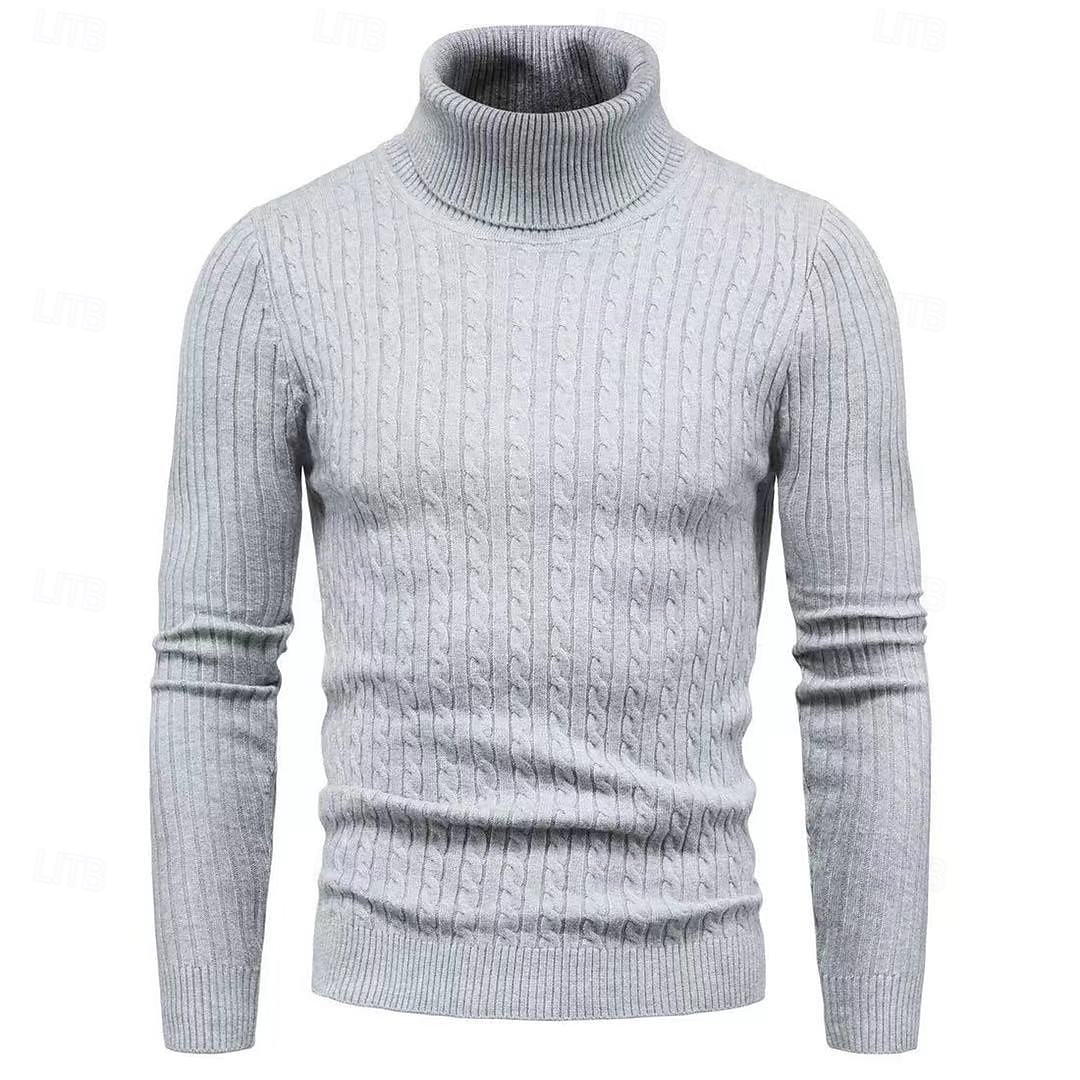 Herren Rollkragenpulli Pullover Gerippt Stricken Standard Strick Schmaler Schnitt Glatt Rollkragen Moderne zeitgenössische Arbeit Freizeitskleidung Bekleidung Winter Frühling & Herbst Schwarz Weiß M 2025 - $21.99 –P2
