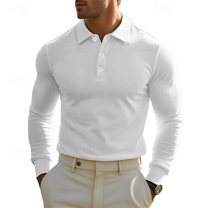 Men's Corduroy Shirt Golf Shirt Work Casual Lapel Long Sleeve Basic Modern Solid Color Buttons Spring &  Fall Regular Fit Wine Black White Yellow Sky Blue Light Grey Corduroy Shirt 2025 - $18.99 –P7