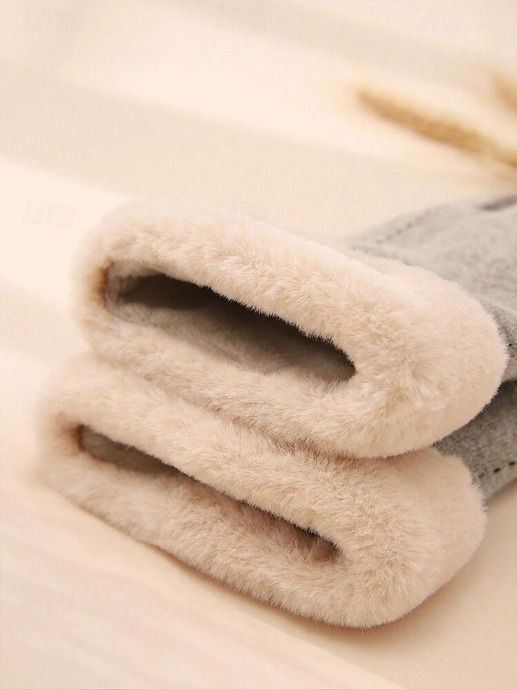 Women's Winter Fleece-Lined Touchscreen Gloves with Heart Detail – Warm and Stylish for Outdoor Cold Weather, Perfect Gift Idea 2025 - $14.99 –P5