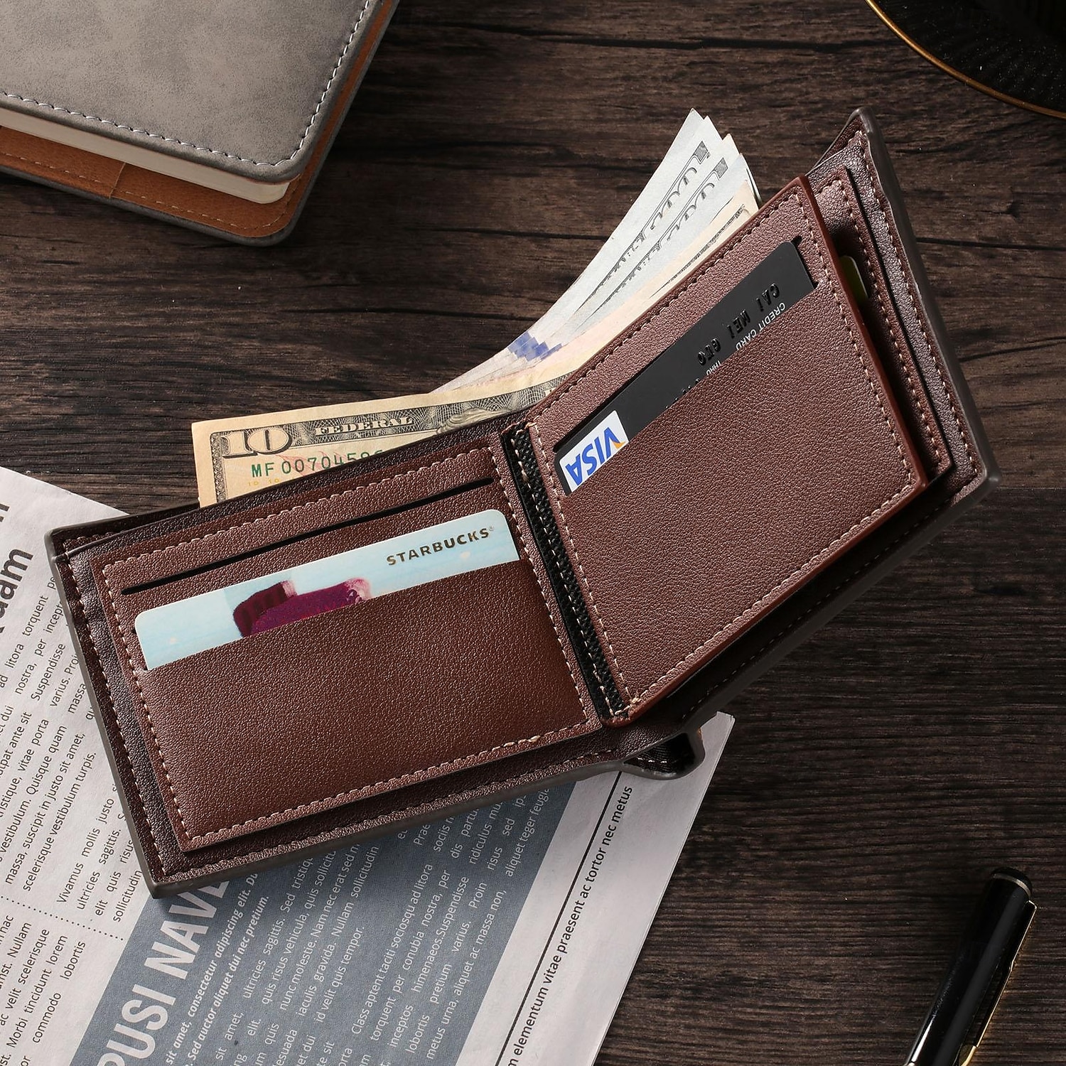 Portofel din piele gravat personalizat cadou personalizat pentru tata portofel bifold pentru bărbați soț fiu ziua tatălui zi de naștere Crăciun aniversare 2025 - $23.99 –P3