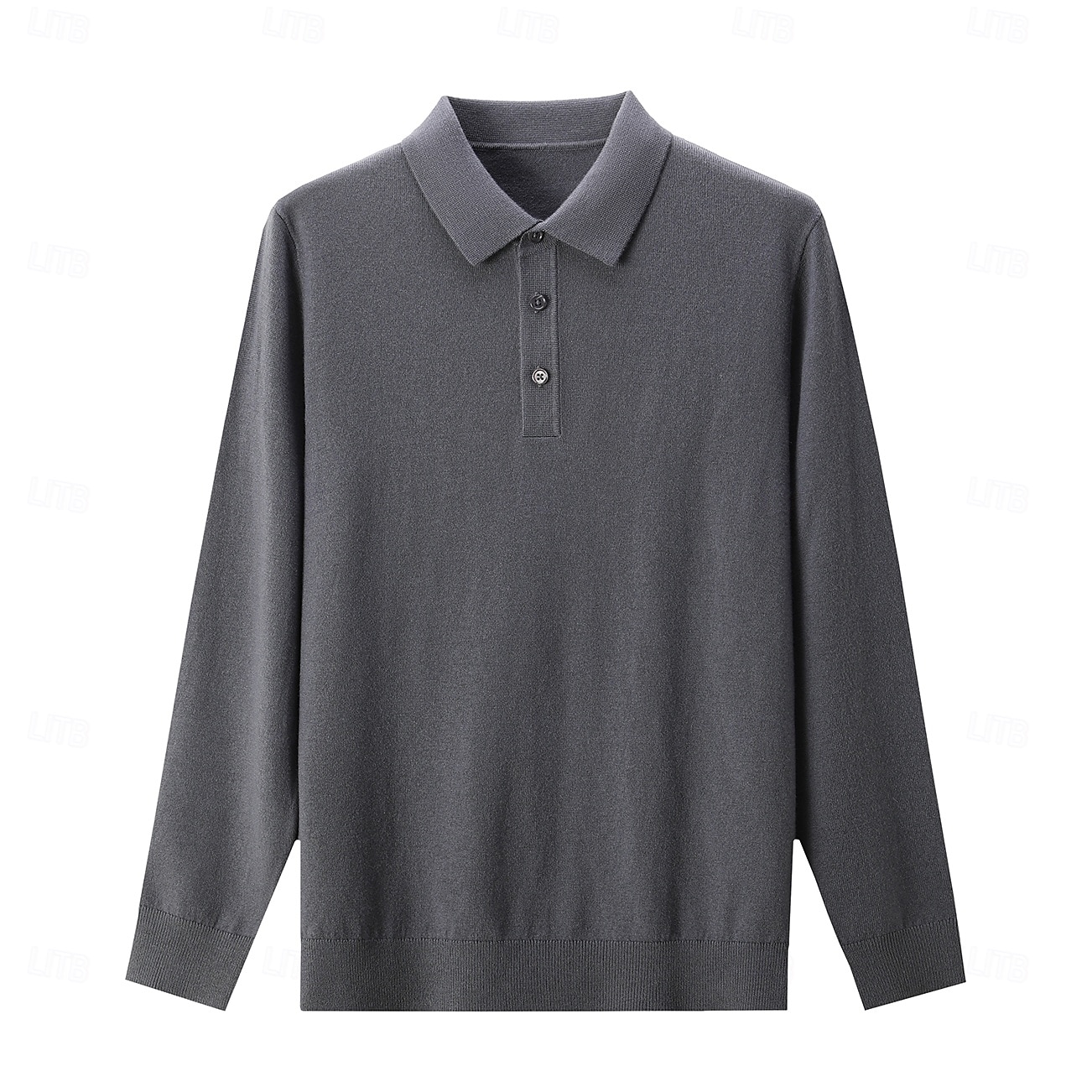 Herr Polo tröja Sticka Knappen uppåt Ensfärgat Polokrage Stickat Elegant Skola Formell Kläder Höst Vinter Svart Marinblå S M L 2025 - $42.99 –P3
