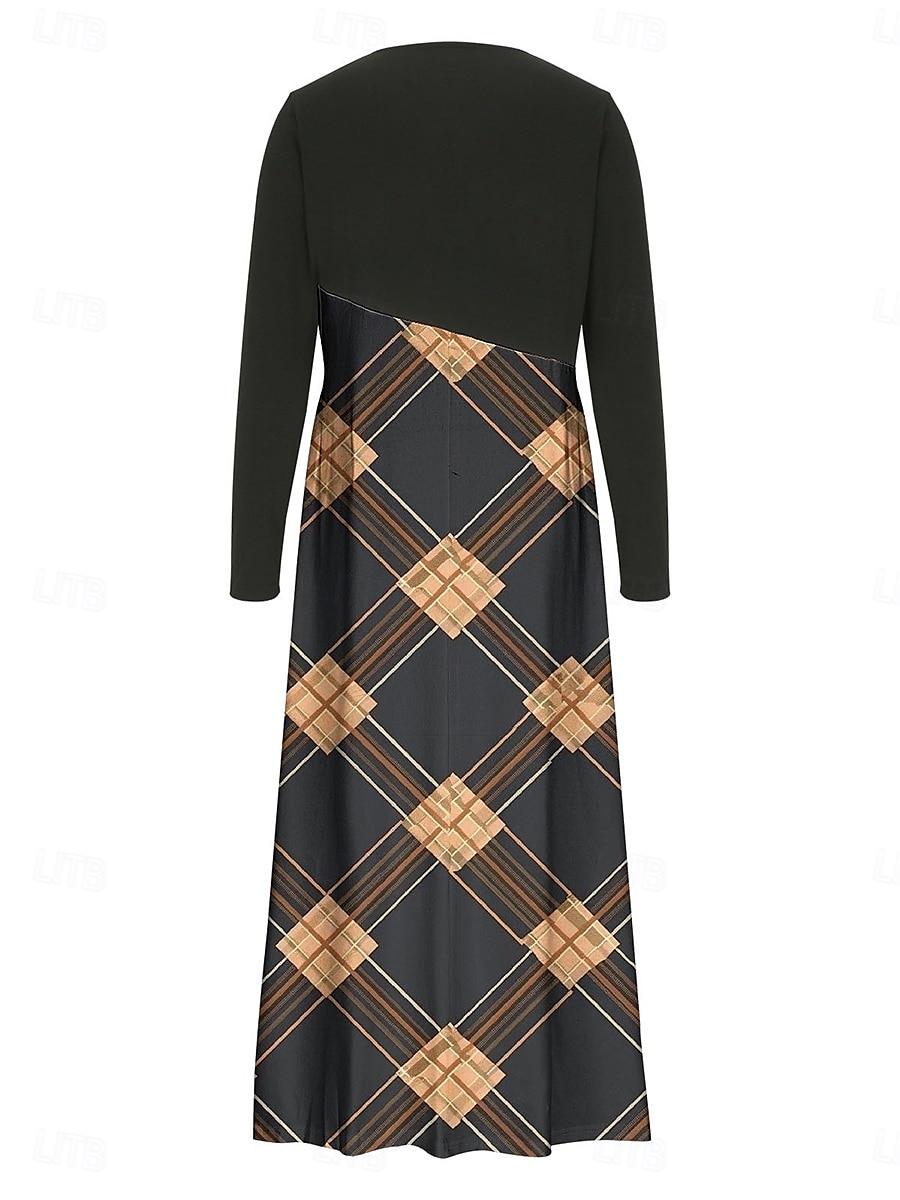 robe décontractée pour femme imprimé graphique col en V robe maxi élégante décontractée fête rendez-vous manches longues automne hiver de 2025 ? $46.99 –P8