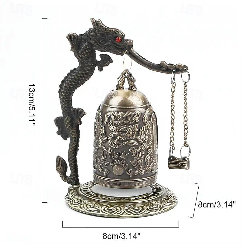 antik bronz sárkányharang - fenséges feng shui dekor - kézzel készített fémdísz gyűjtőknek  & otthoni esztétika 2025 - $9.49 –P5