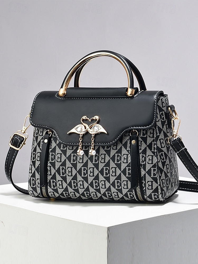 elegantní dámská béžová crossbody kabelka – luxusní monogramové provedení s přívěskem srdce a horní rukojetí 2025 - $29.99 –P10