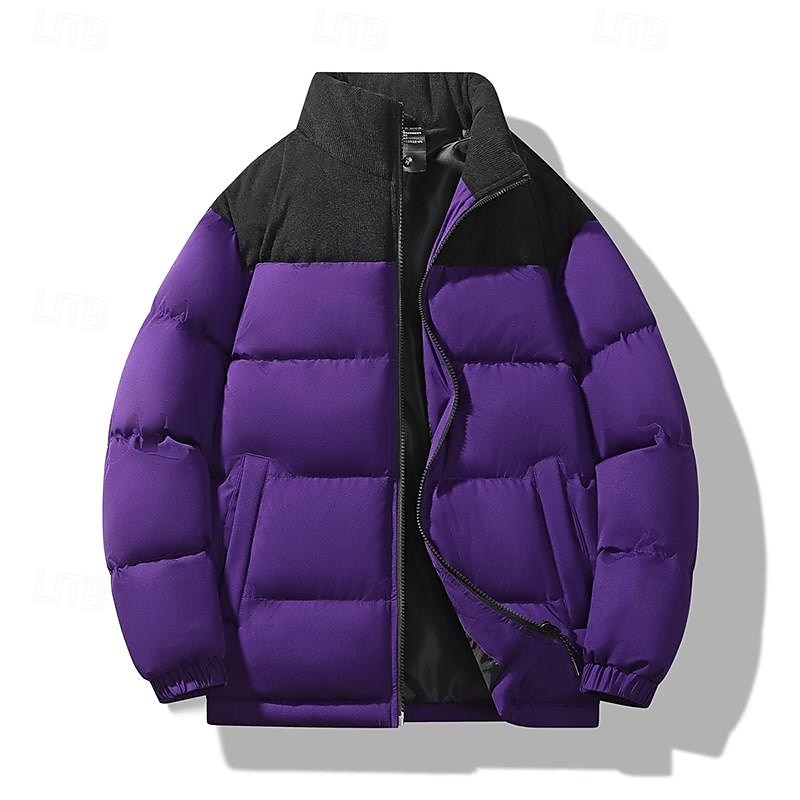 Férfi Puffer dzseki Kosaras Zseb Színes Parti Karácsony Szabadtéri Szokványos Semleges Divat Napi Tél Tömör szín Fekete Fehér Bíbor Lóhere Pufferkabát 2025 - $55.99 –P9